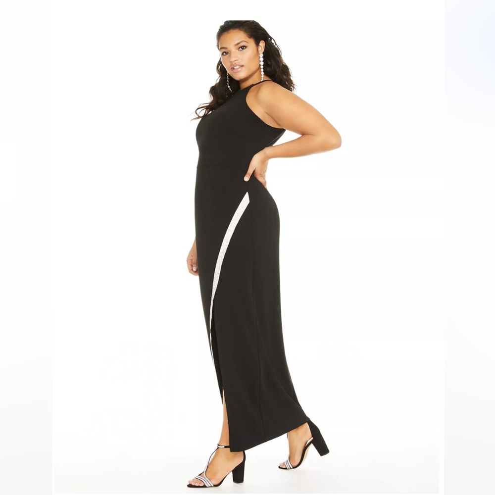 Plus Size Rhinestone Slit Gown - Picture 5 of 5